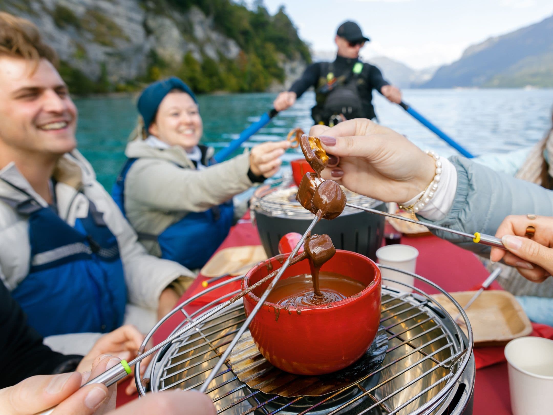 Chocolate Fondue Float on Lake Brienz