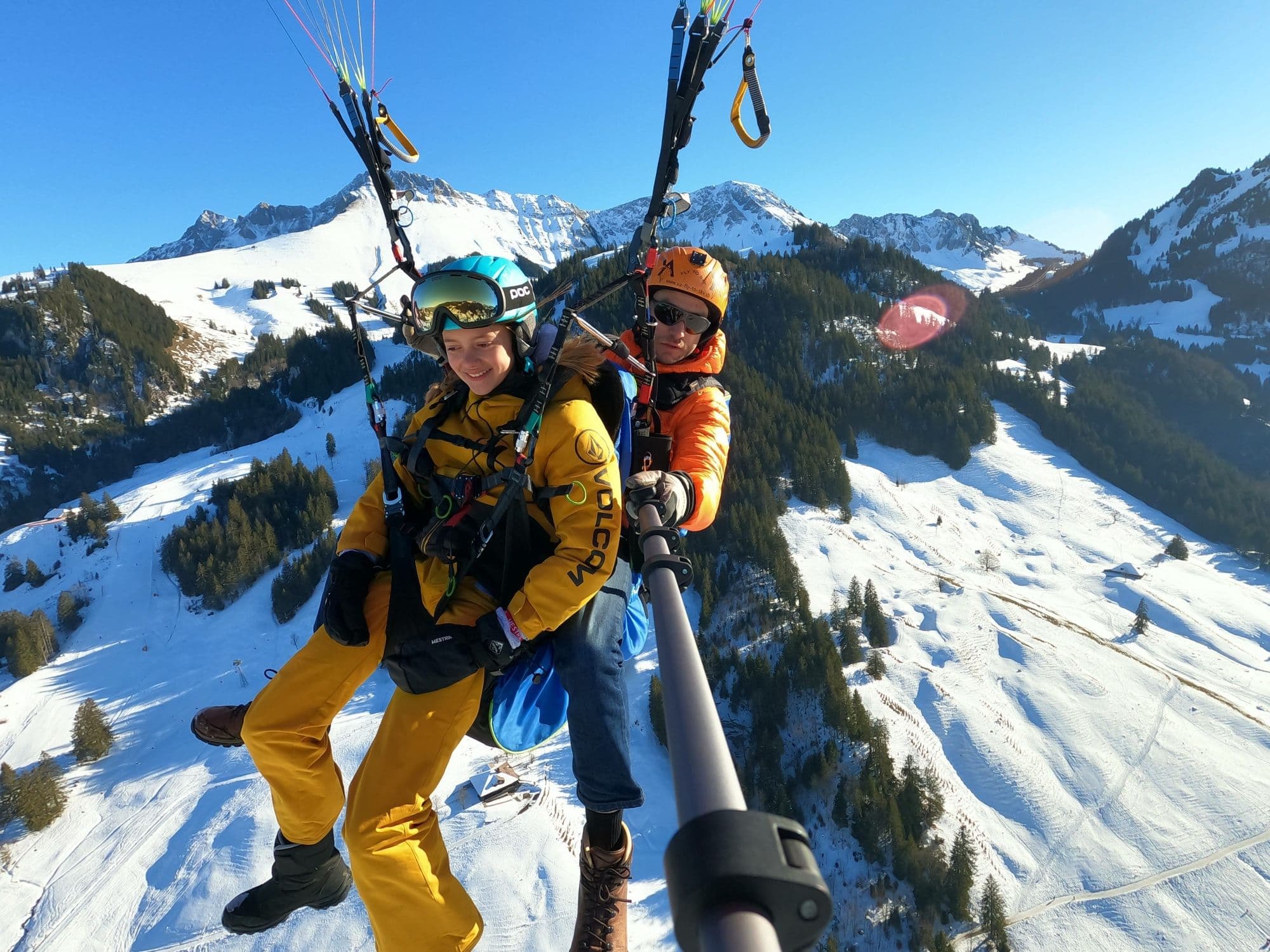 Paragliding tandem flight at Schwarzsee