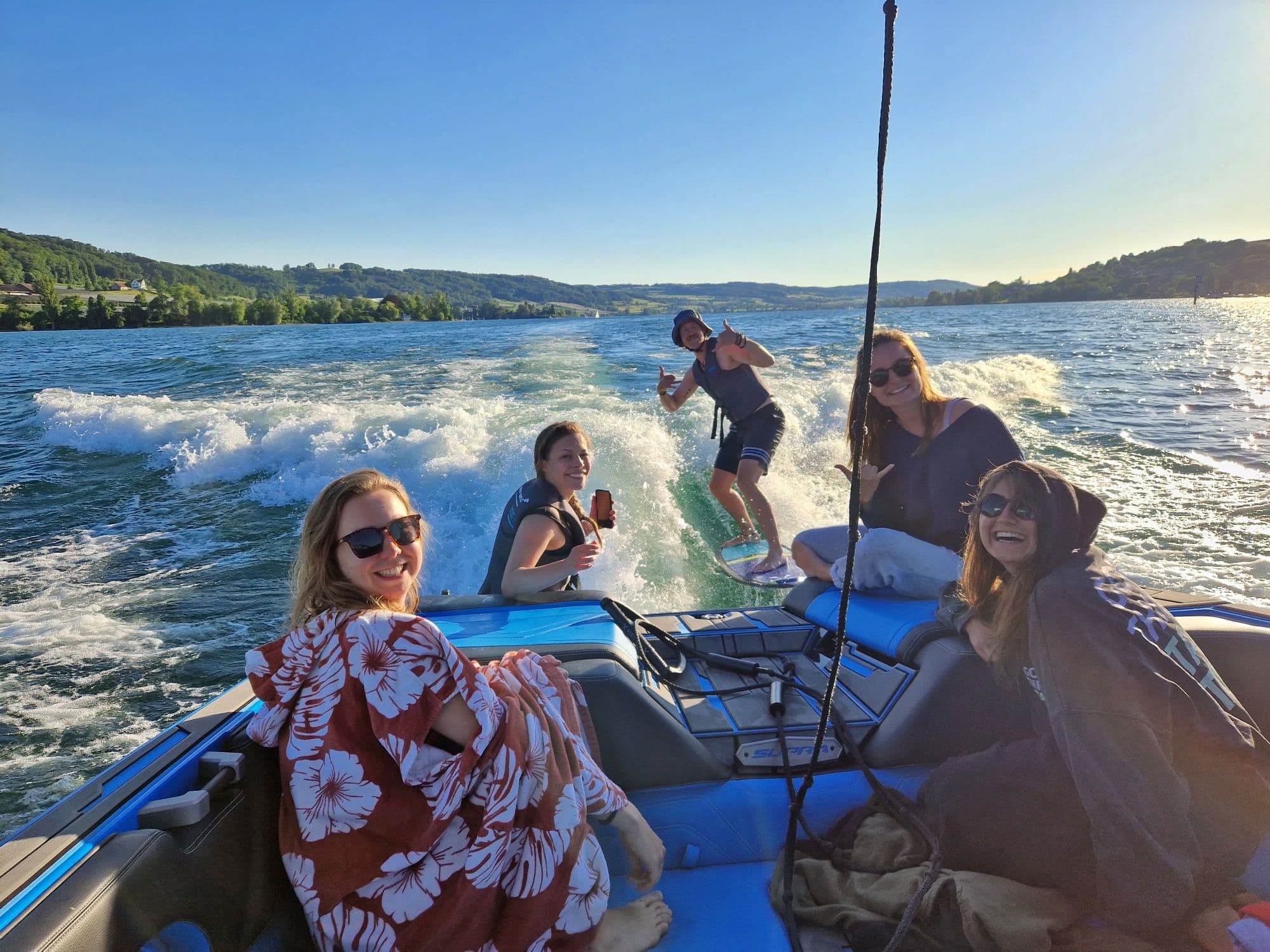 Public wake surfing on Lake Constance (Bodensee)