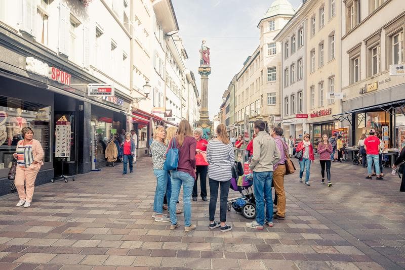 Old town Winterthur with church tower city tour