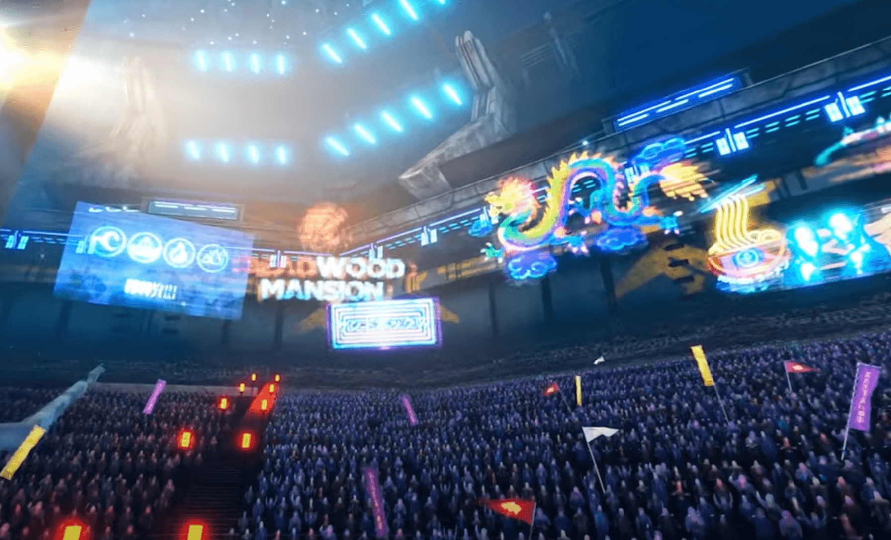 UFL: Unbound Fighting League in the spectacular sports stadium with enthusiastic spectators