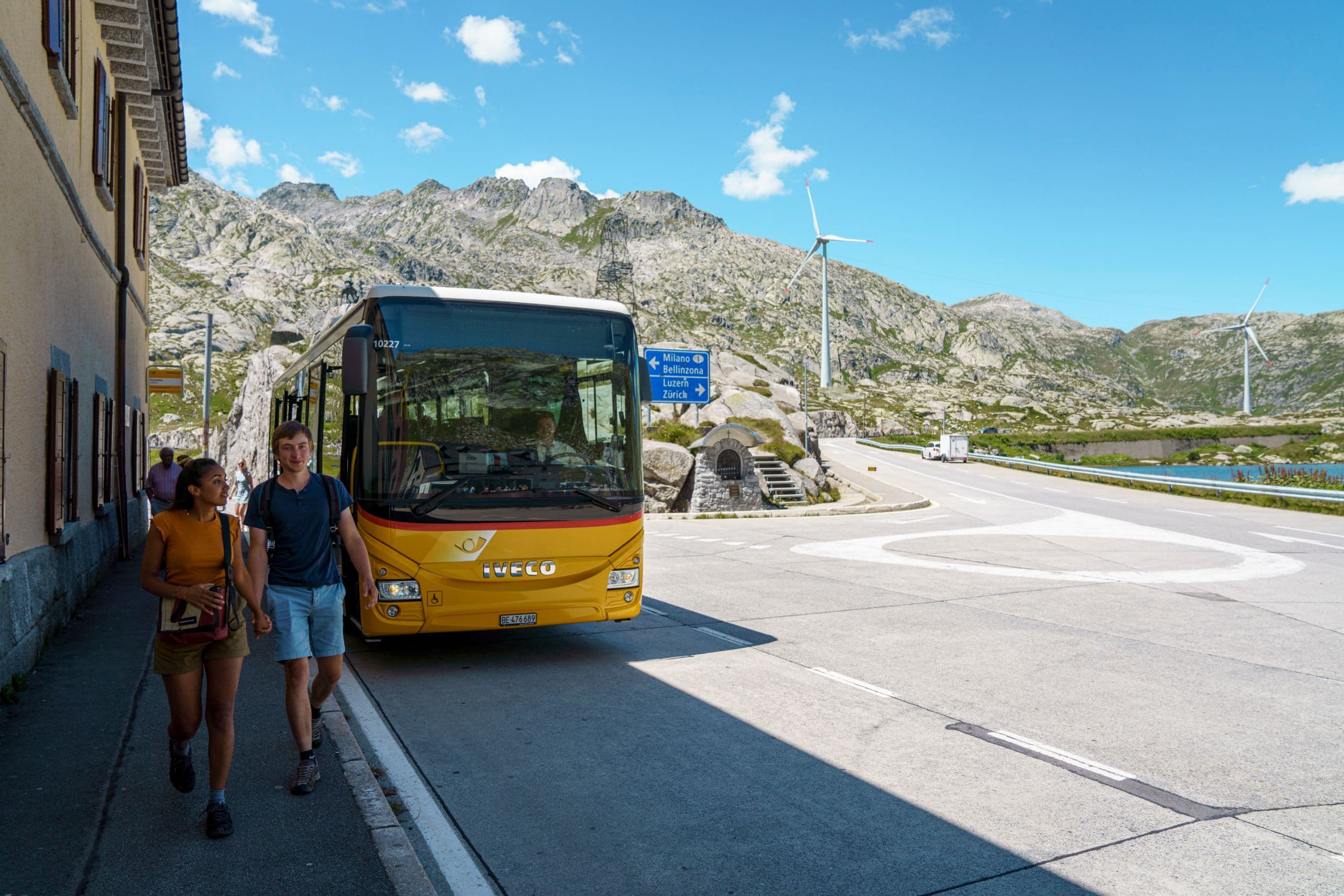 Gotthard Postbus pass trip between Andermatt and Airolo