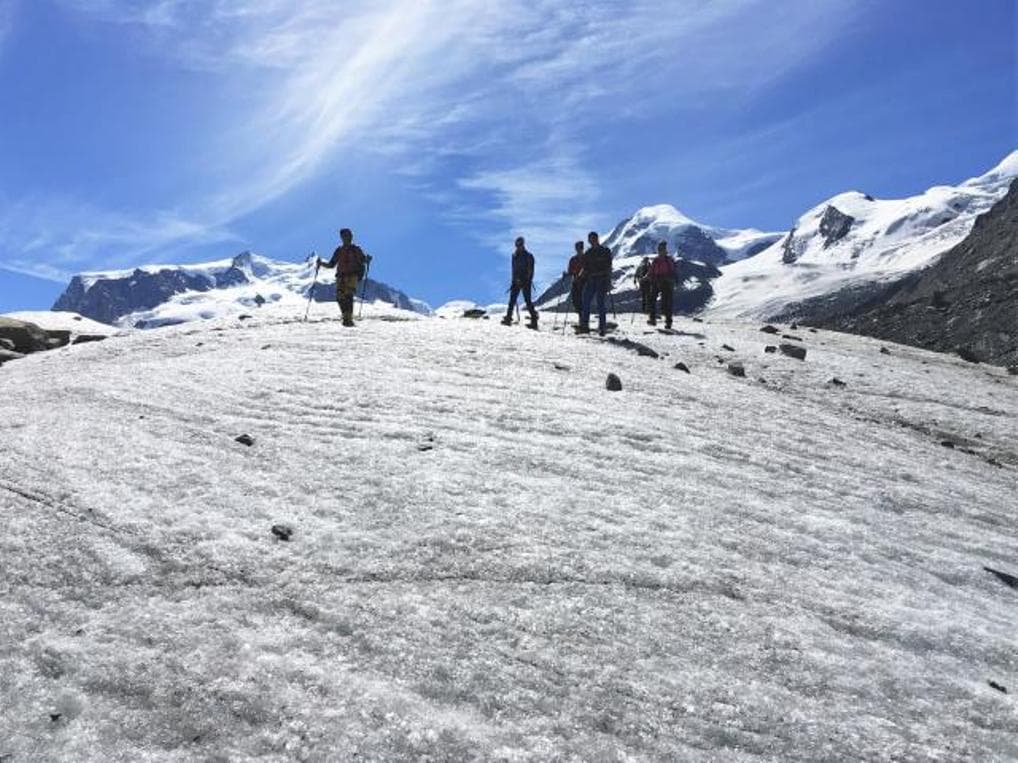 Plateau Rosa demanding glacier hike from Zermatt