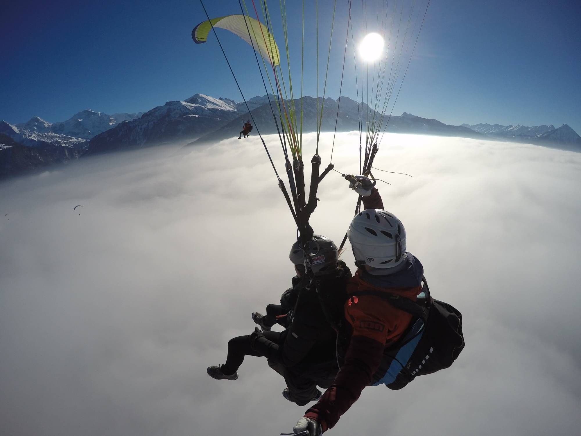 Beatenberg paragliding tandem in winter from Interlaken