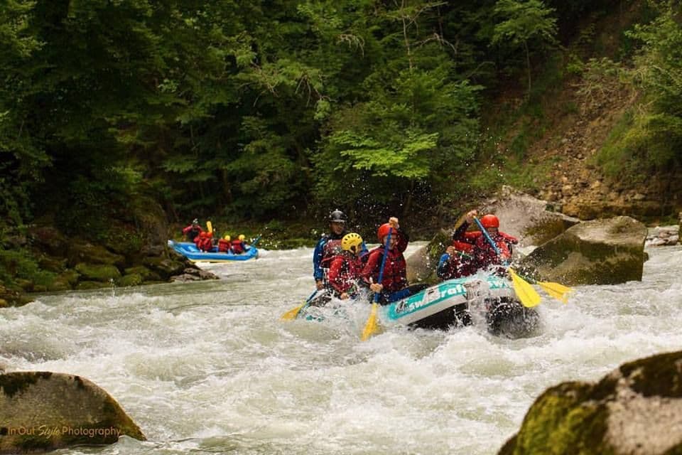 Rafting from Château-d'Oex along the Saane river, starting at Saanen/Gstaad and ending in Château-d'Oex
